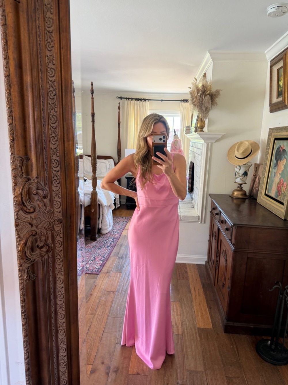 Elegant Pink Maxi Dress - Sleeveless Evening Gown